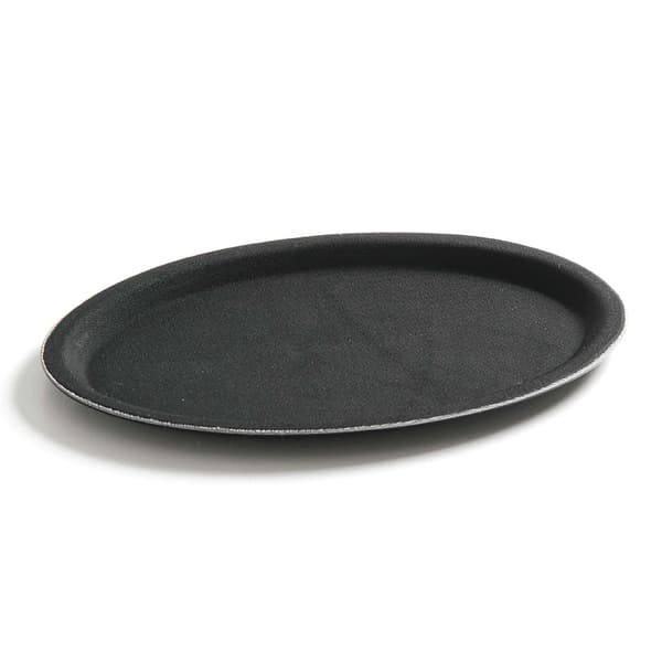 Halkfri oval servitörsbricka 16x23cm - svart