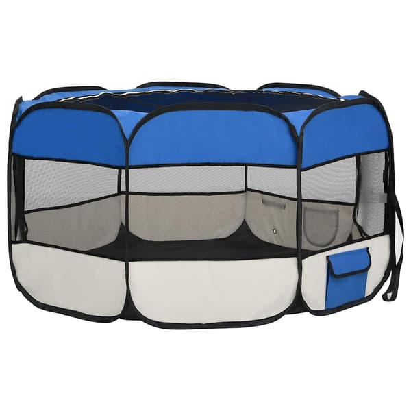 vidaXL foldbart hundebur med bærepose blå 125x125x61 cm