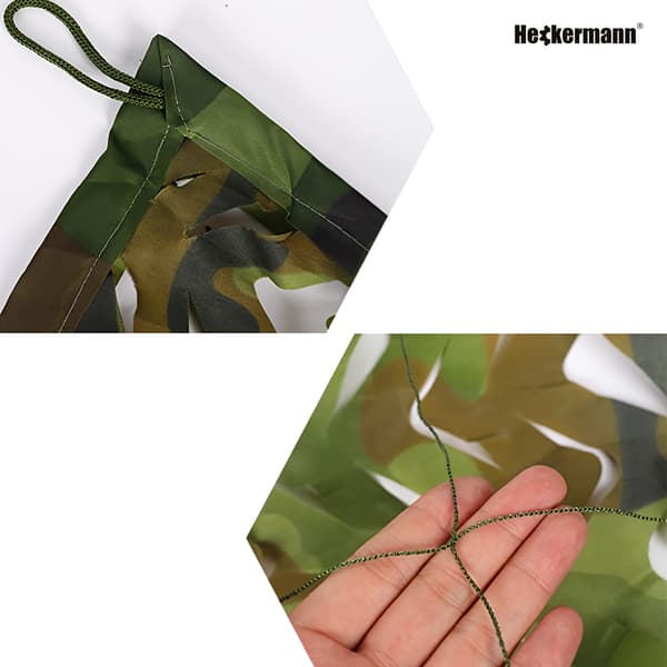 Heckermann 2x4m 150D camouflagenet sæt + 100 stk. kabelbindere - Grøn