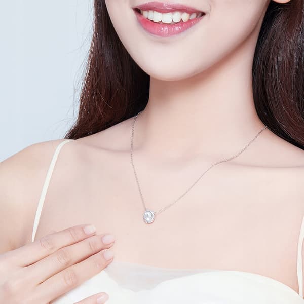 Sølvkæde pr 925 med store cubic zircons klassisk krystal sølv cubic zircons