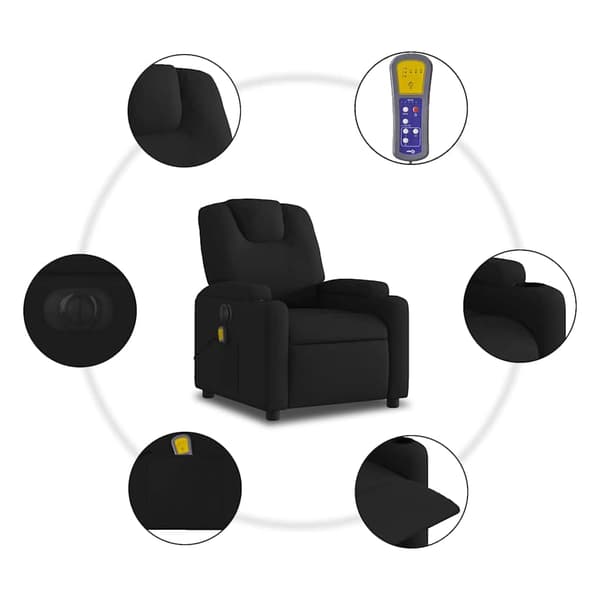 vidaXL elektrisk massagestol med lænefunktion sort stof