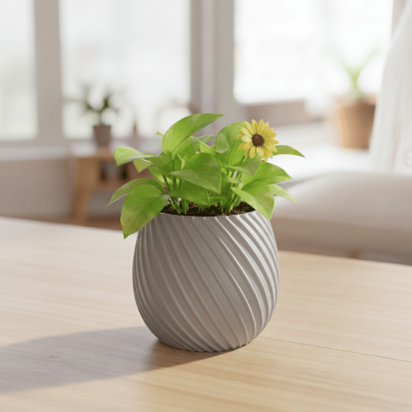 Moderne designer spiralblomsterpotte grå til planter
