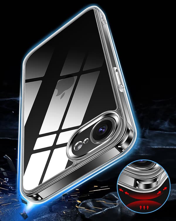 SLIM CLEAR BAGSIDER til Apple iPhone 16e + GLAS