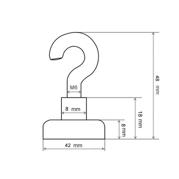 Hunter-galare magnetisk krog 42x8mm stærk magnet 68kg bæreevne