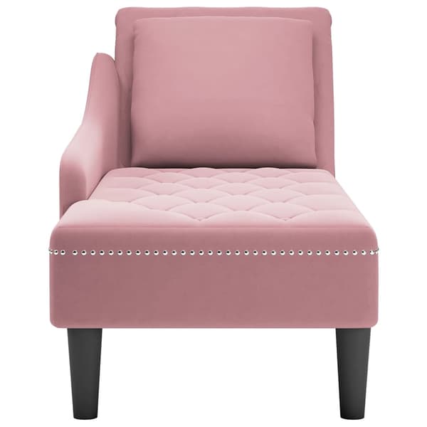 vidaXL Schäslong med kudde, rosa, sammet