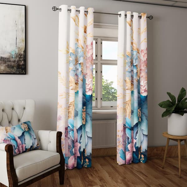 Gardin med snørehuller print 143