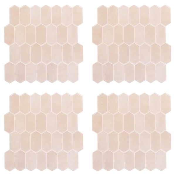 Sæt med 4 selvklæbende fliser, sekskantet beige