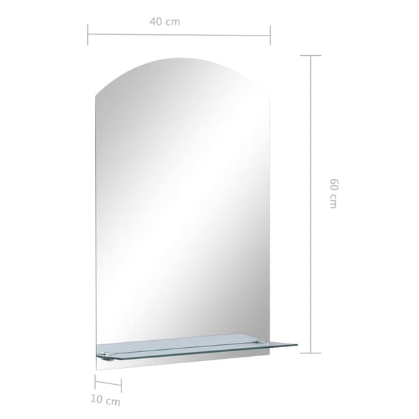 vidaXL Väggspegel med hyllplan, 40x60 cm, härdat glas