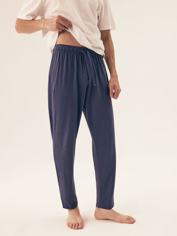 Mode Henderson Herr Långa Pyjamasbyxor 2-Pack | Marinblå, Blå L