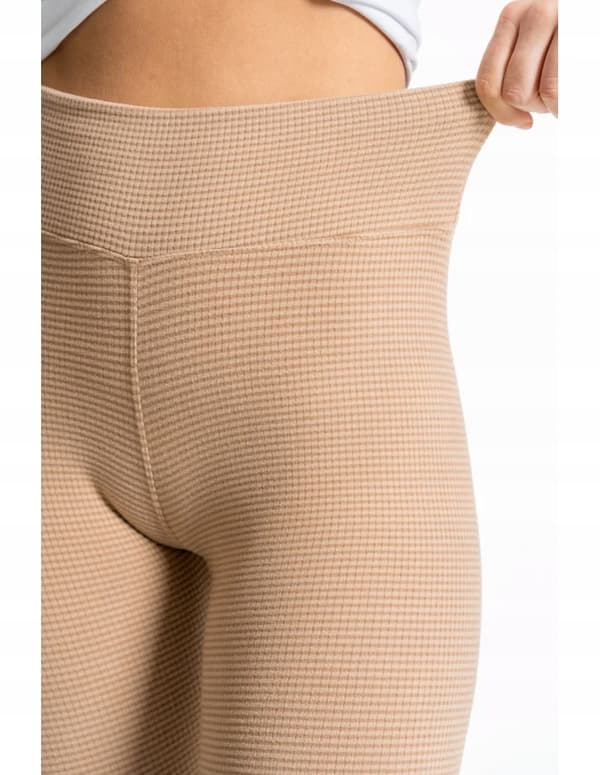 Moraj ribbade leggings med hög midja mocca S/M