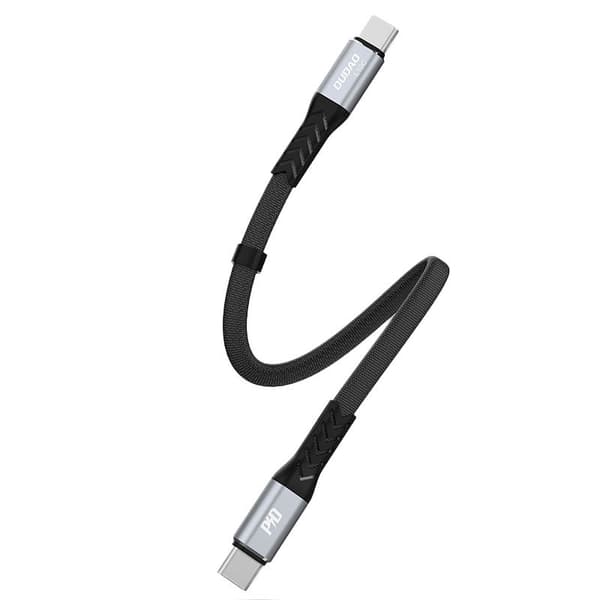 Fladt kabel kort USB-C - USB-C L10C PD 100W 23cm sort