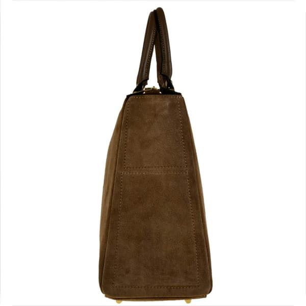 Elegant läderhandväska, taupe, brun mocka