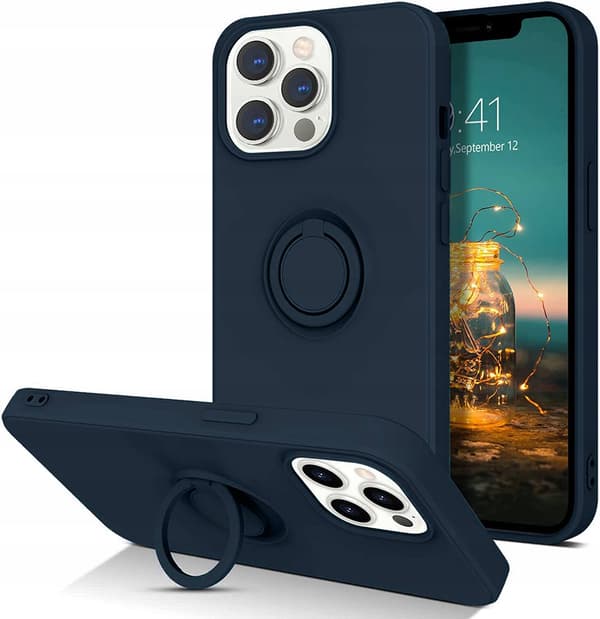 BAKSIDAN MED RING MARINBLÅ IPHONE 13 PRO MAX + GLAS