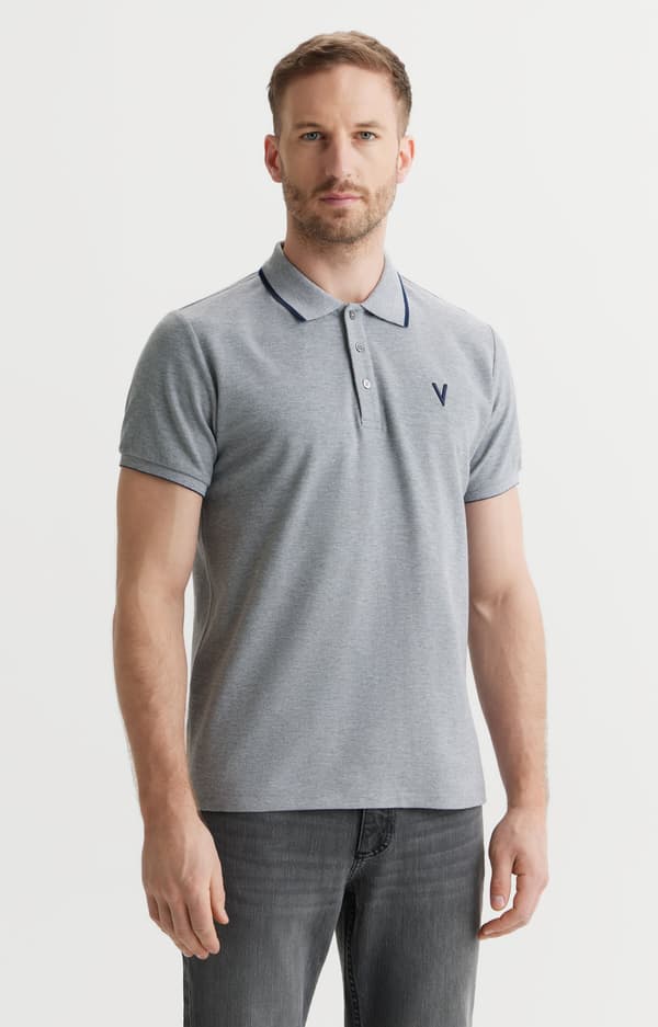 Ensfarvet polo L