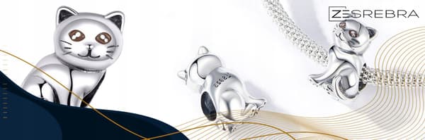 Berlocker silver 925 silver KATT hänge silverpärla katt berlocker 925