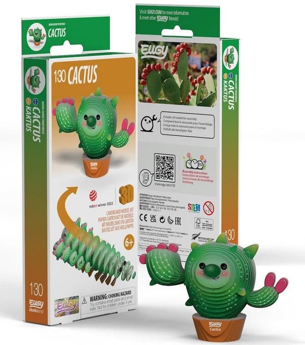 Blomstrende Eugy-kaktus. Øko 3D-puslespil