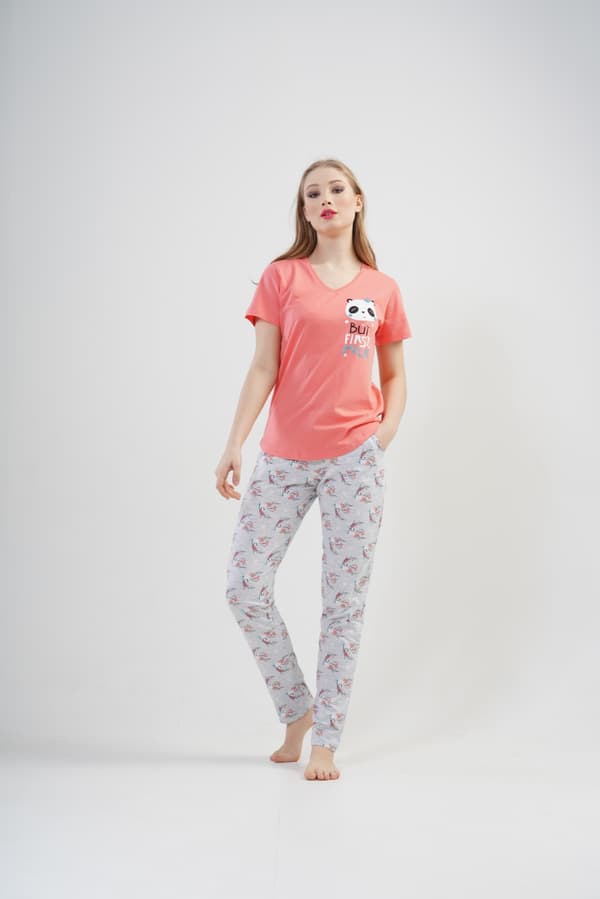 Dampyjamas i bomull, korta ärmar, L Vienetta