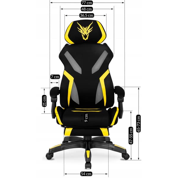 MAXIMO snurrestol gaming sort og gul modern