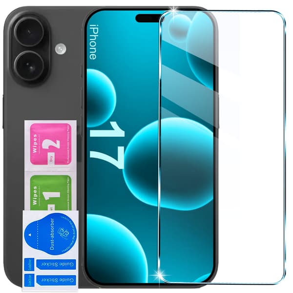 Etui til iPhone 17 KLAR GLITTER SKINNER 2MM + 9H GLAS