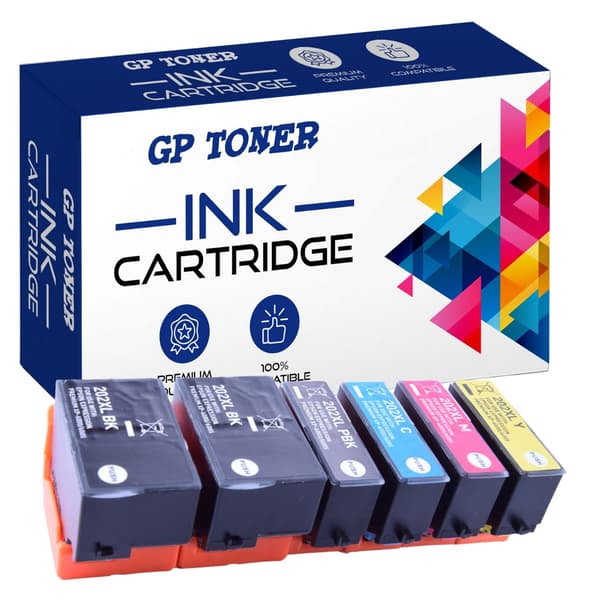 6 kpl Epson GP-E202XL CMYKK-mustetta