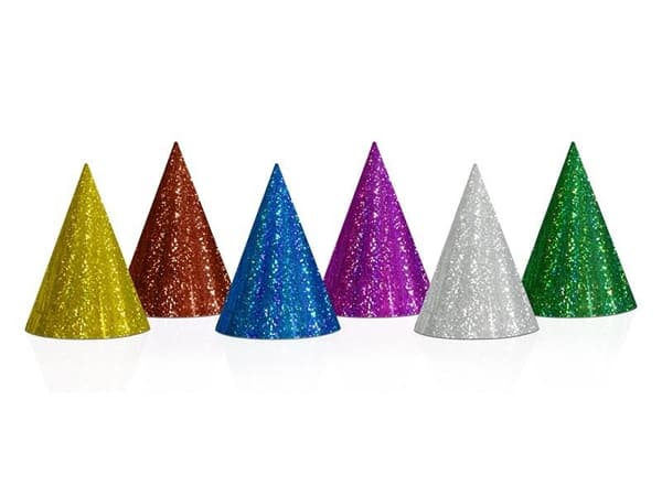 Holografiska hattar 16 cm 120 st