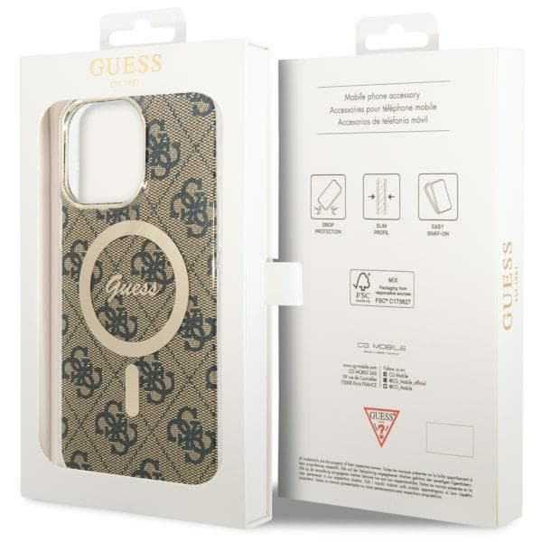 Guess IML 4G MagSafe-etui til iPhone 14 Pro Max, brun