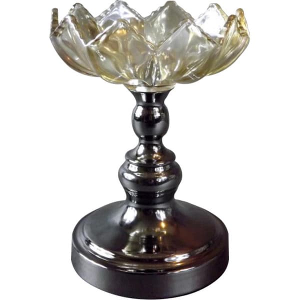 Kristallljusstake med krombas 15x22 cm