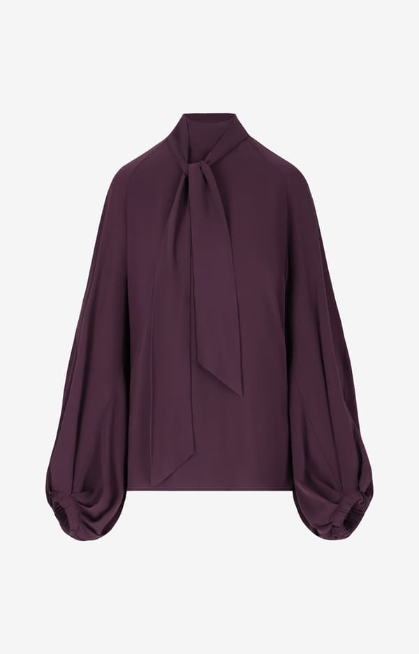 Bluse med dekorativt bindebånd S/M