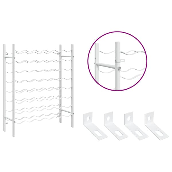 vidaXL 48 pullon viinipulloteline valkoinen metalli