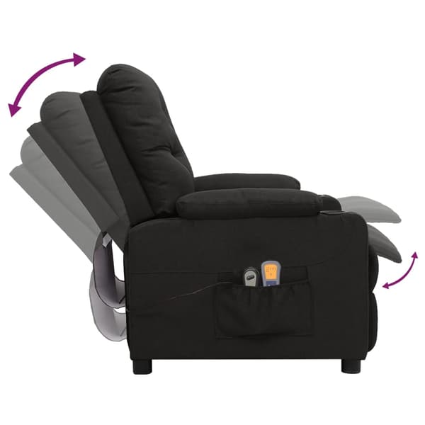 vidaXL elektrisk massagestol, sort, stof