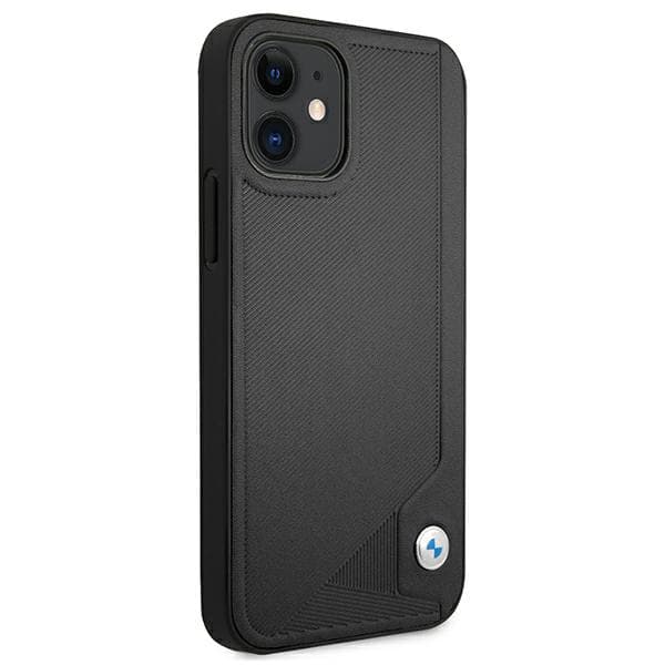 BMW lædercover med præget prægning til iPhone 12 mini, sort