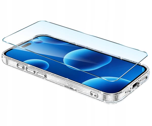 Etui til iPhone 17 KLAR GLITTER SKINNER 2MM + 9H GLAS