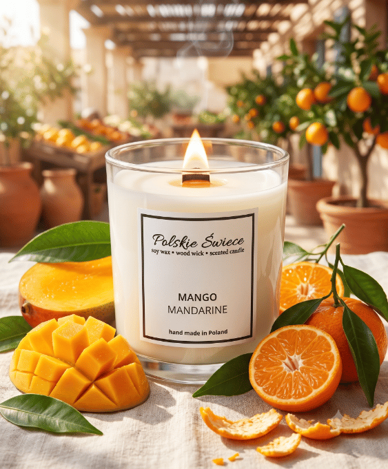 Sojalys med trævæge + MANGO MANDARIN