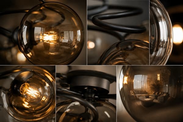 Loftlampe 3xE27 Lyra Sort/Røget