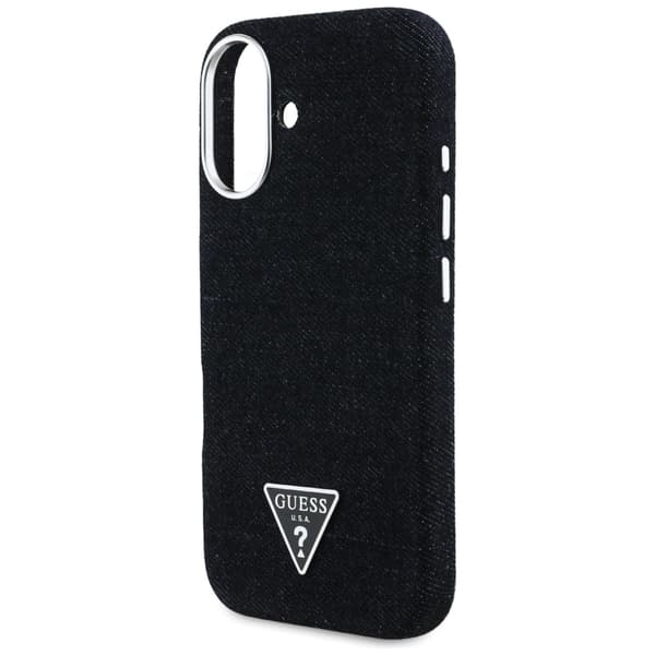 Guess Denim Triangle Logo MagSafe -kotelo iPhone 16:lle, musta