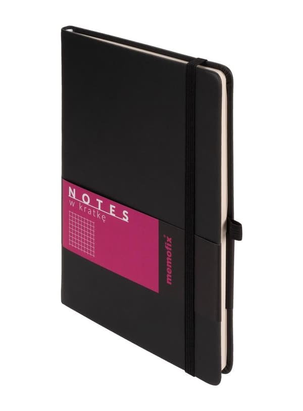 Memofix notesbog A5 kvadreret sort
