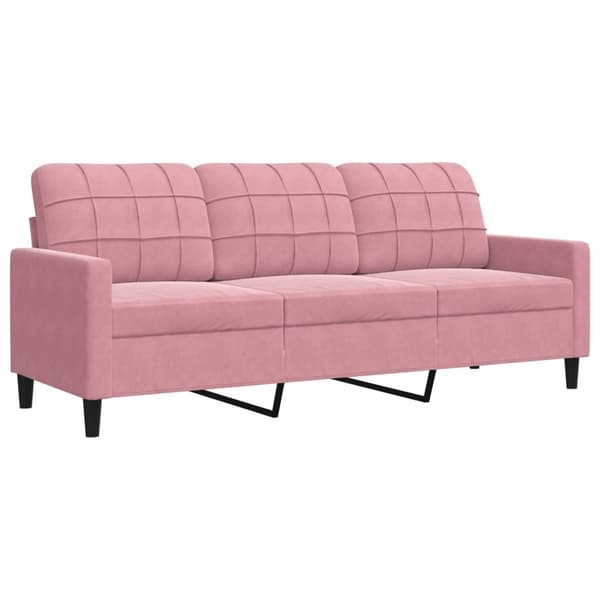 vidaXL 3-sitssoffa rosa 180 cm klädd i sammet