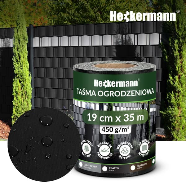 Heckermann aitateippi 19cm x 35m - musta