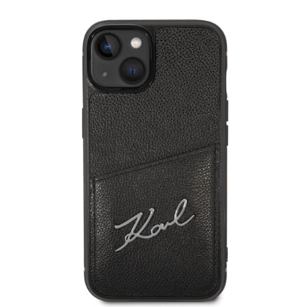 Karl Lagerfeld Signature Logo Cardslot-etui til iPhone 14 Plus, sort