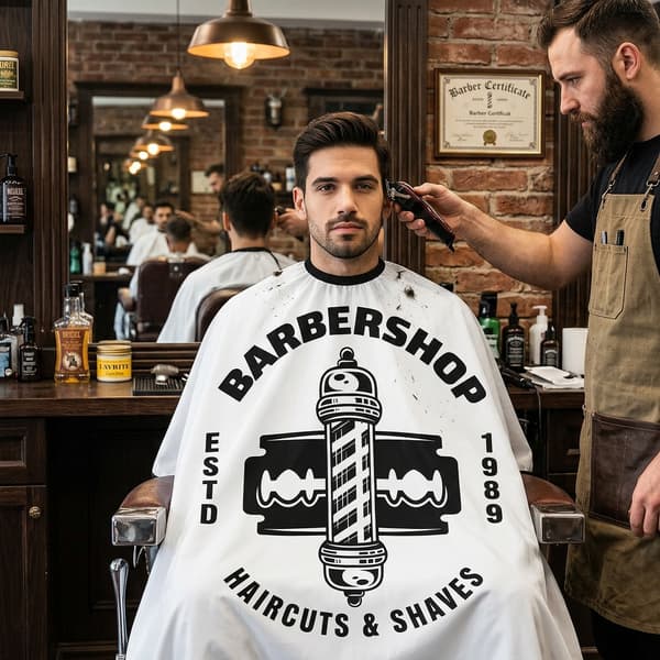 Barbermantel för en stor hårsalong
