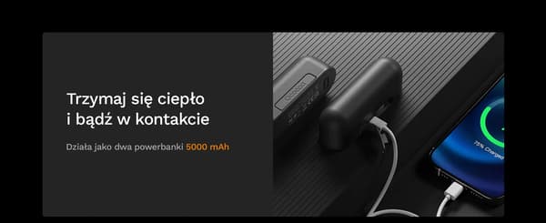 Ocoopa UT2s, 2*8 timer, 2*5000 mAh, powerbank, sort