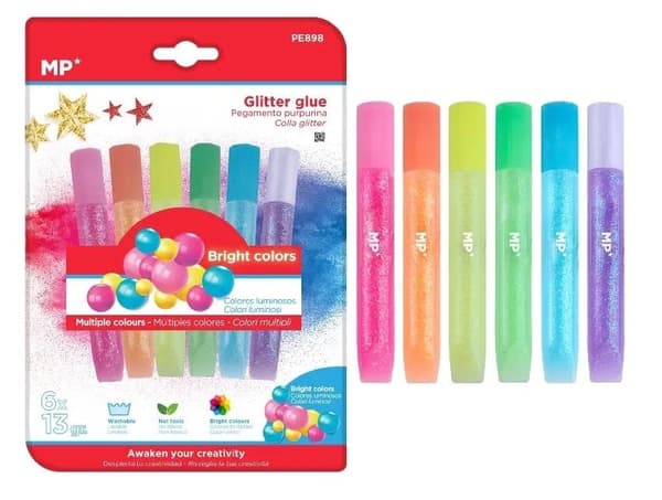 Metallisk glitterlim i 6 farver