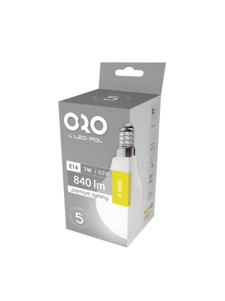 LED-lamppu ORO-PREMIUM-E14-G45-7W-XP-WW, 3000K