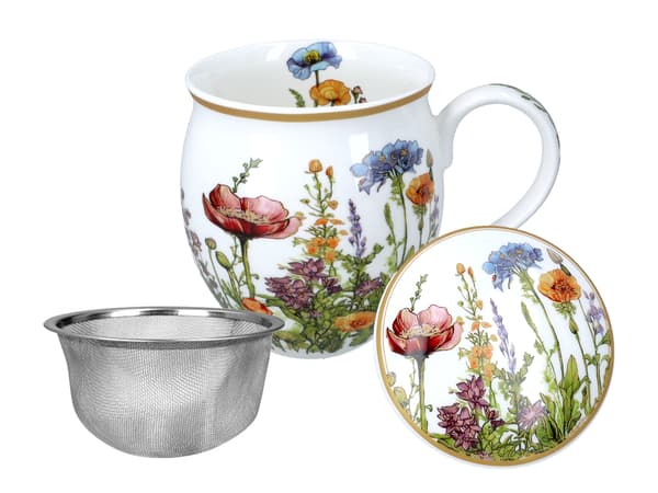 Fatmugg med lock - Vildblommor (CARMANI)