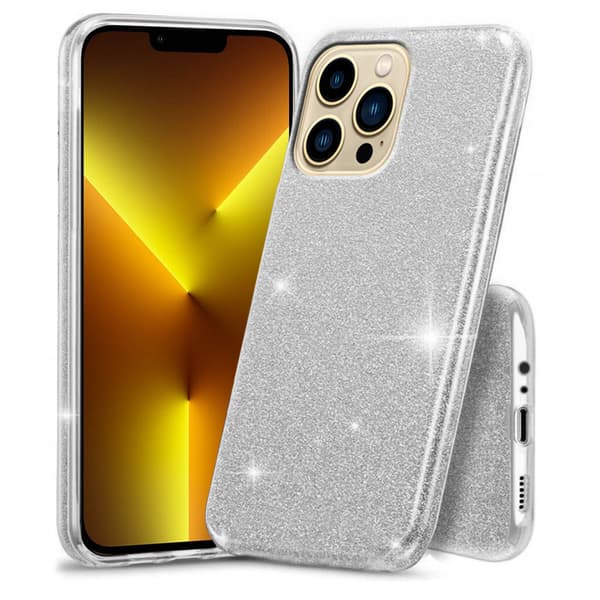 Glitterskal till iPhone 13 Pro Max, Silver