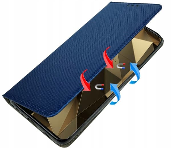 ETUI til REDMI NOTE 12 PRO PLUS SMART MAGNET BOOKETUI MARINEBLÅ + 9H GLAS
