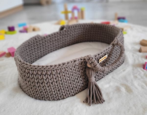 Moses korg BOHO bomulls dockbärare - mocka