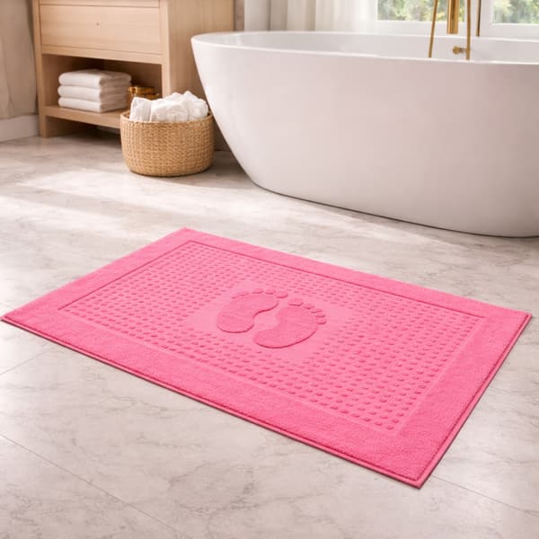 Badeværelsestæppe 50x70 TERRY rektangulær FOOT mønster fuchsia pink
