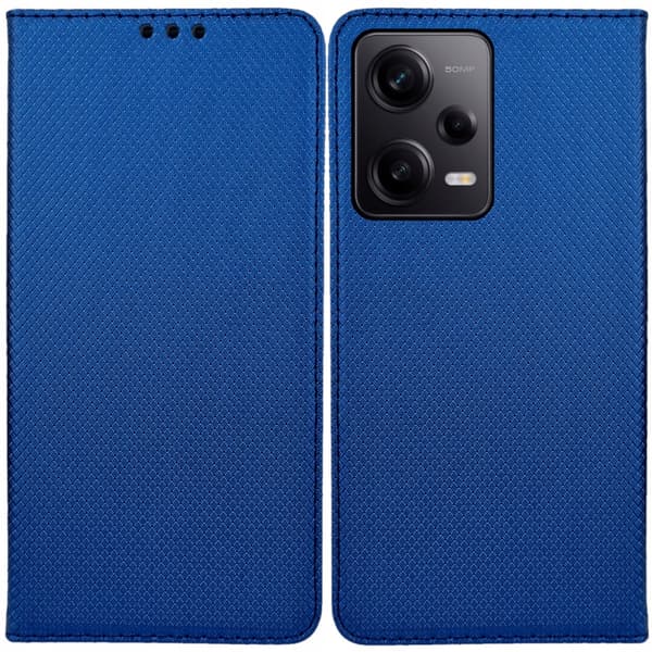 ETUI til REDMI NOTE 12 PRO PLUS SMART MAGNET BOOKETUI MARINEBLÅ + 9H GLAS