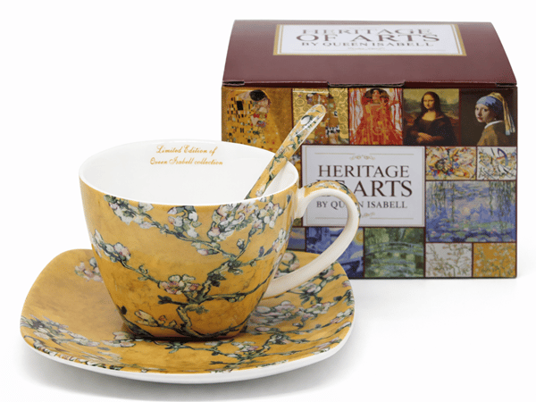 Van Gogh Mandelporslinskopp med fat och sked 250 ml